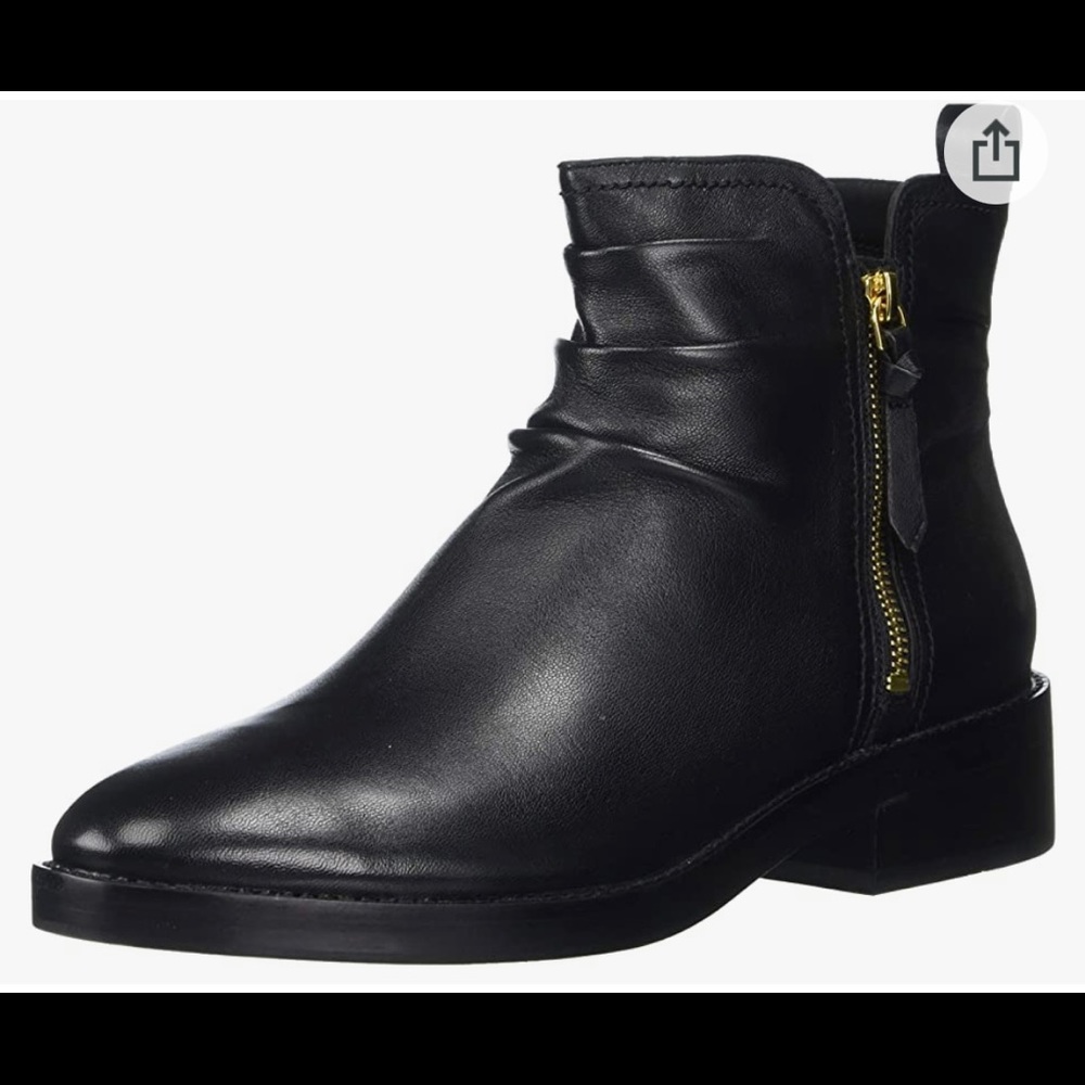 Black Ankle Boots with Gold Zipper